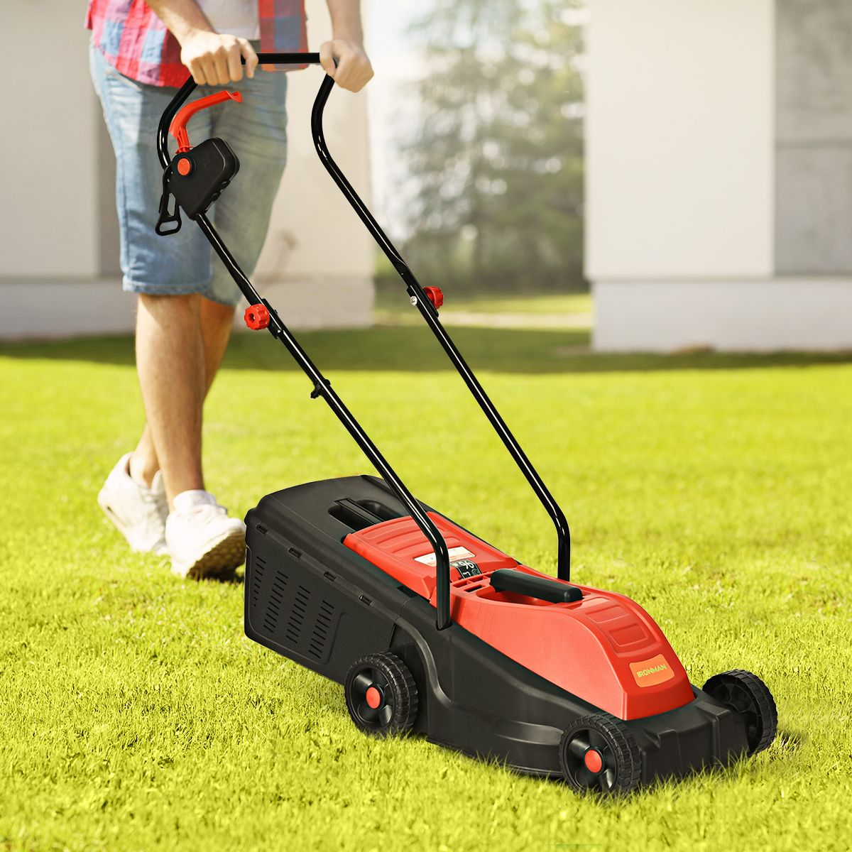 Elektro Rasenmäher Sichelmäher Rasenlüfter mit Grasfangbehälter