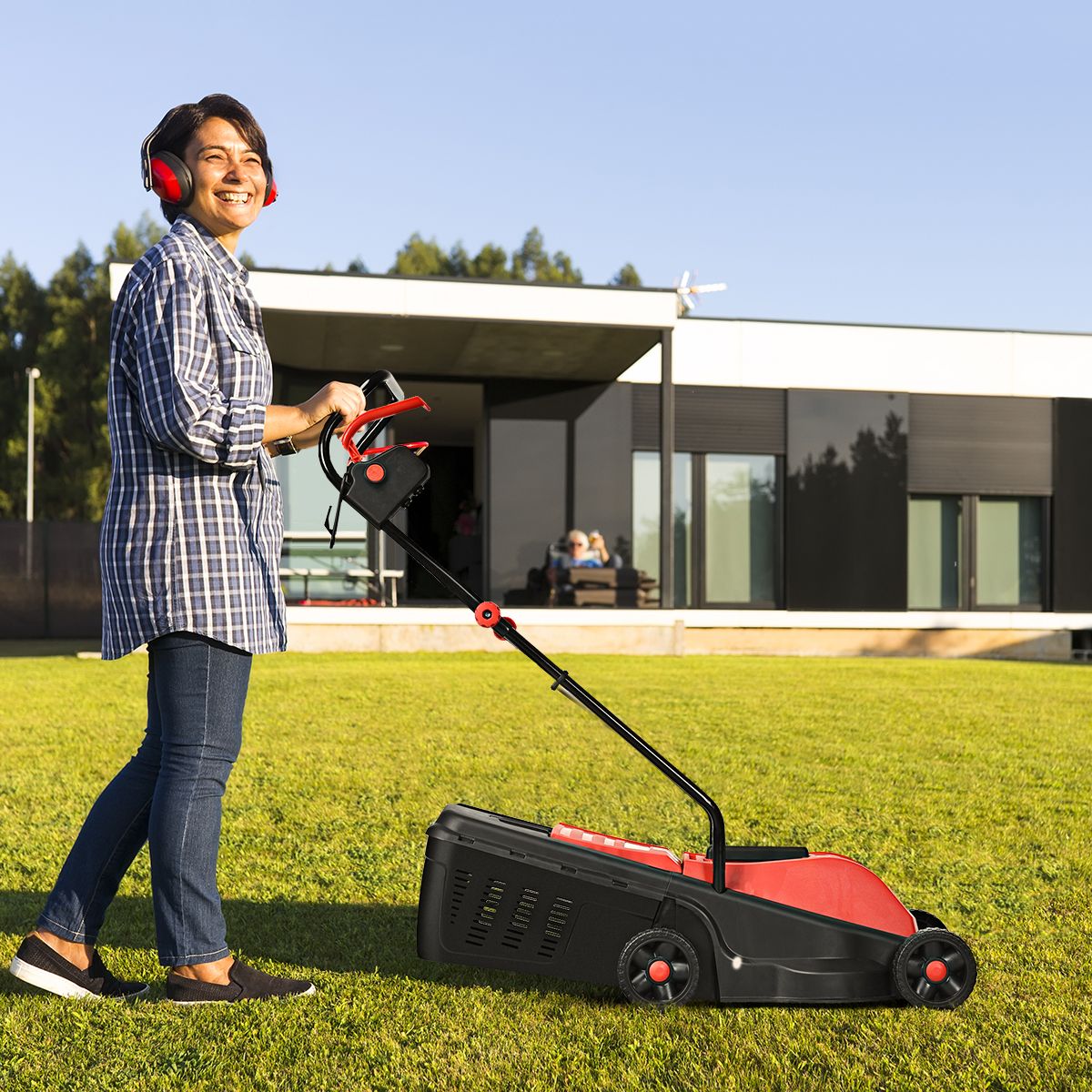Elektro Rasenmäher Sichelmäher Rasenlüfter mit Grasfangbehälter