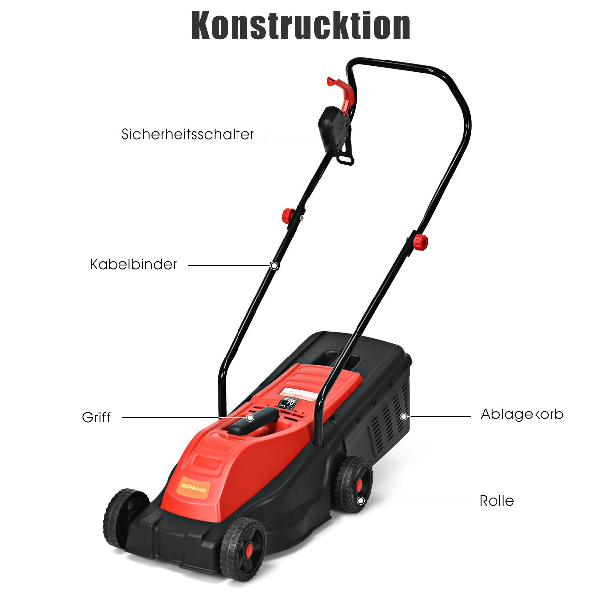 Elektro Rasenmäher Sichelmäher Rasenlüfter mit Grasfangbehälter