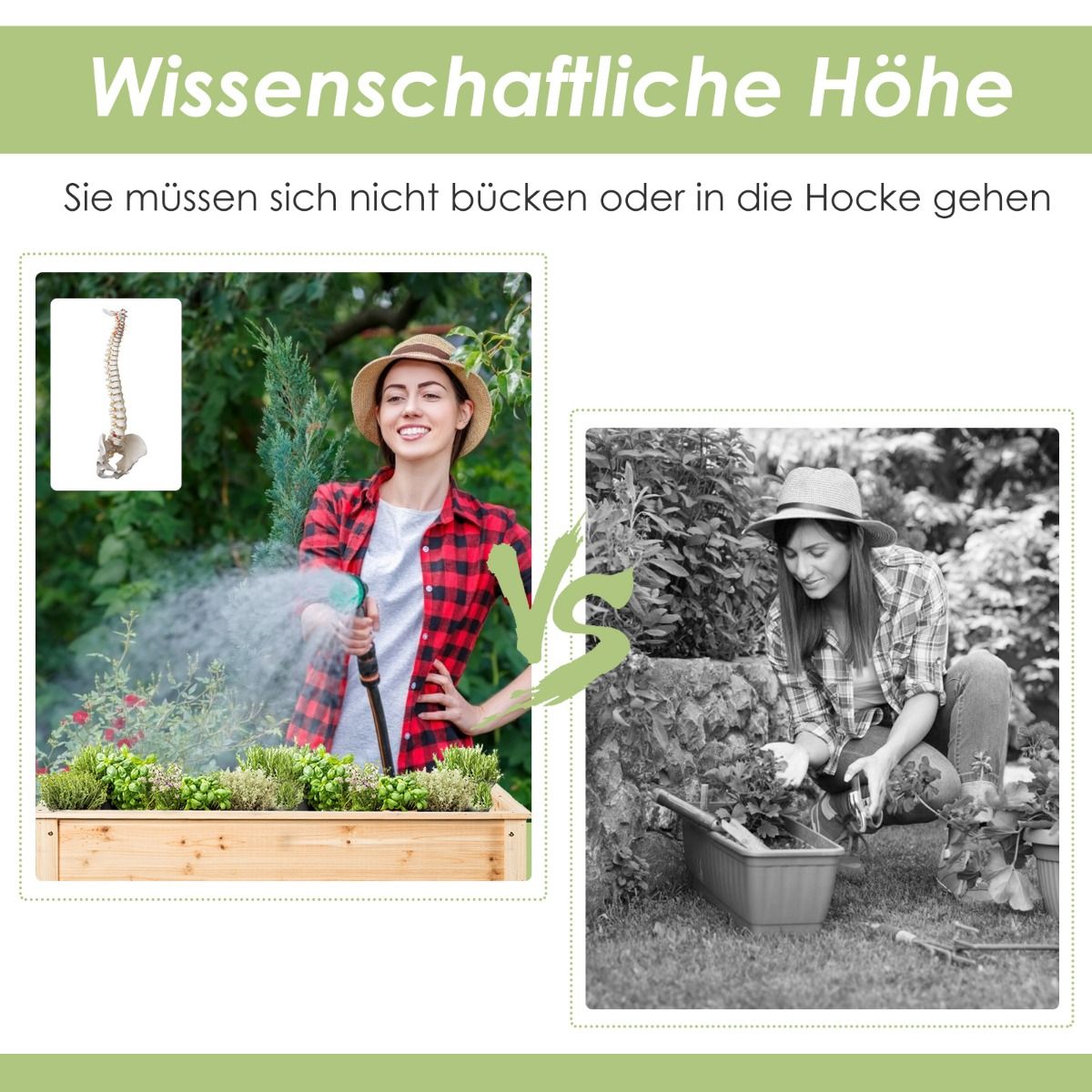 Holz-Pflanzgefäß Hochbeet mit Aufbewahrungsregal, 92 × 41 × 81 cm