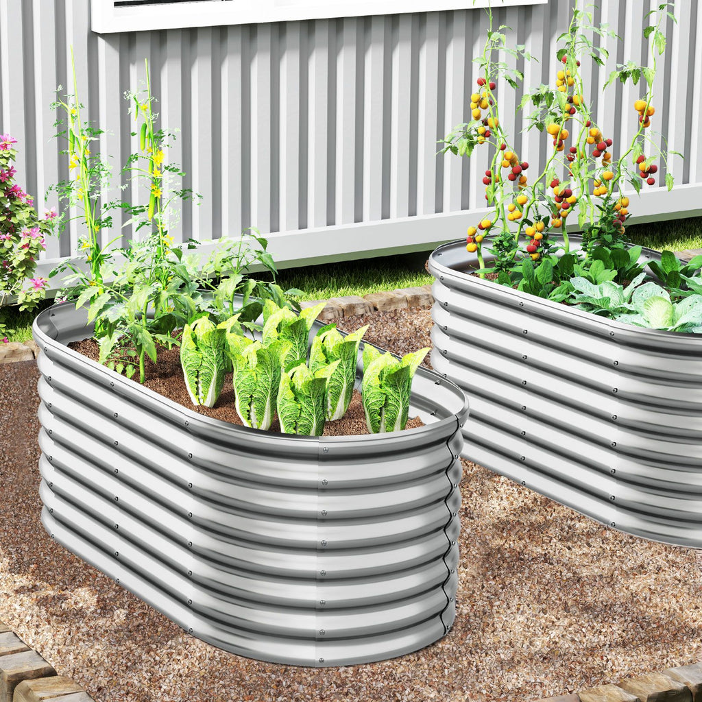Metall-Hochbeet oval mit offenem Boden, 165 × 80 × 60 cm